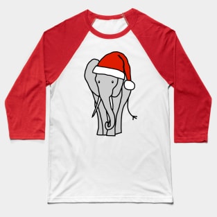 Grey Elephant in a Christmas Santa Hat Baseball T-Shirt